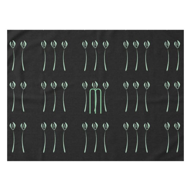 Custom Art Deco Art Mini Tulips Muster Tischdecke (Vorderseite (Horizontal))