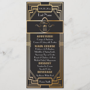Custom - Art Deco Black and Gold Gatsby Wedding Menükarte