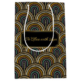 Custom Art Deco Embroidered-Style Paper Bag  Mittlere Geschenktüte