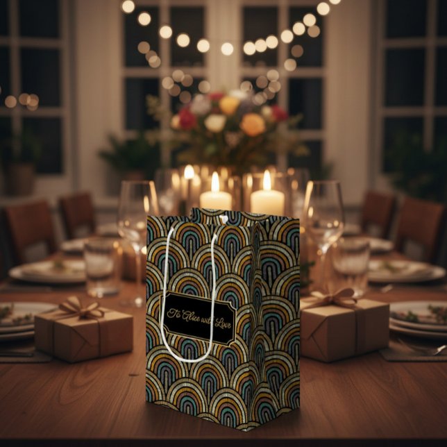 Custom Art Deco Embroidered-Style Paper Bag  Mittlere Geschenktüte (Von Creator hochgeladen)