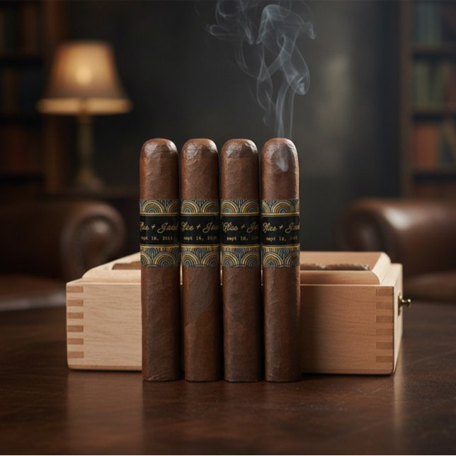 Custom Art Deco Wedding Cigar Wrap with Names (Von Creator hochgeladen)