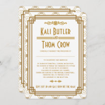 Custom Art Deco White Wedding Einladungen