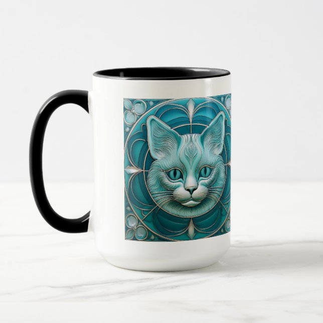 Custom Art Nouveau Cat Stylish Cat Lady Tasse (Links)