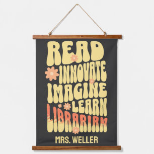 Custom Art Teacher Retro lesen innovatives stellen Wandteppich Mit Holzrahmen