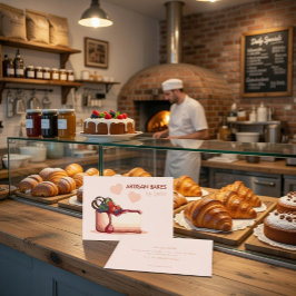 Custom Artisan Bakery Business Card with Cake Visitenkarte