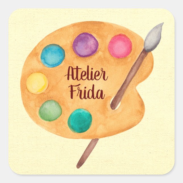 Custom Artist NAME - Kunstlehrermesse Quadratischer Aufkleber (Vorderseite)