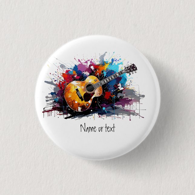 Custom Artistic Abstract Guitar Music Lover's Art  Button (Vorderseite)