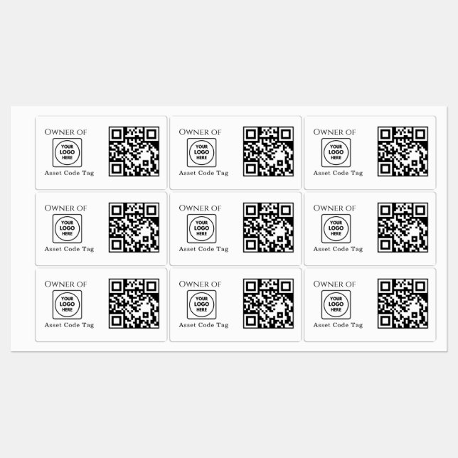Custom Asset QR | Company Property Business Logo Etiketten (Blatt)