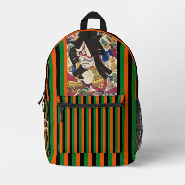 Custom Ästhetik Japanisch Vintag Kabuki Strip Bedruckter Rucksack (Vorderseite)