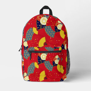 Custom Ästhetik Japanisch Vintages Muster Red Bedruckter Rucksack