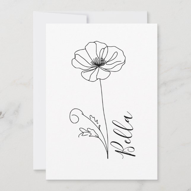Custom August Poppy Birth Blume Geschenk zum Gebur Einladung (Vorderseite)