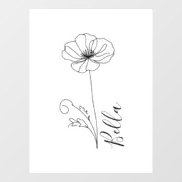 Custom August Poppy Birth Blume Geschenk zum Gebur Fensteraufkleber