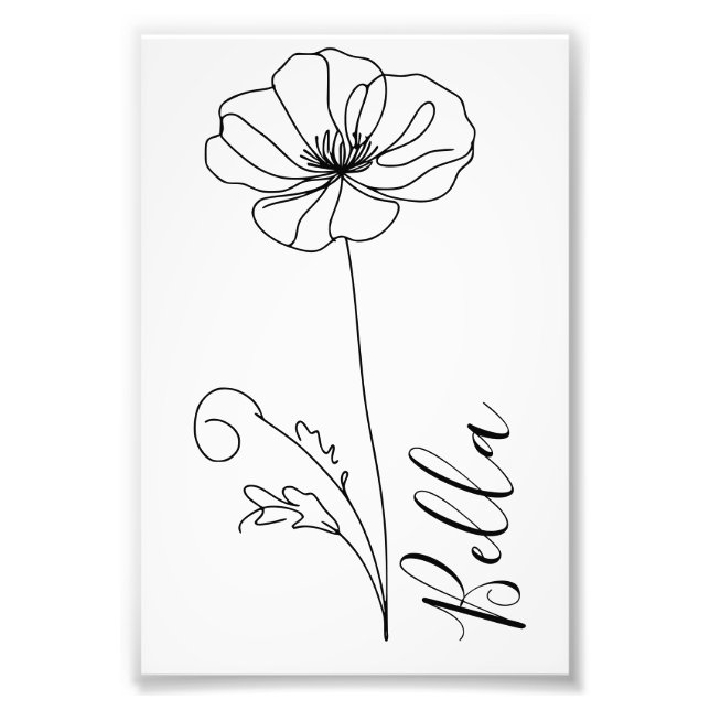 Custom August Poppy Birth Blume Geschenk zum Gebur Fotodruck (Vorne)