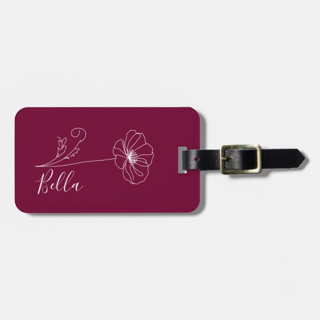 Custom August Poppy Birth Blume Geschenk zum Gebur Gepäckanhänger (Vorderseite horizontal)