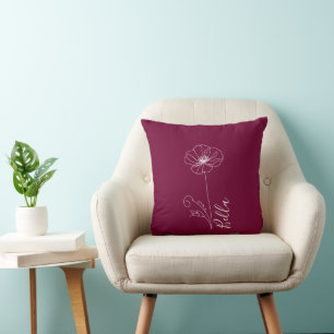 Custom August Poppy Birth Blume Geschenk zum Gebur Kissen