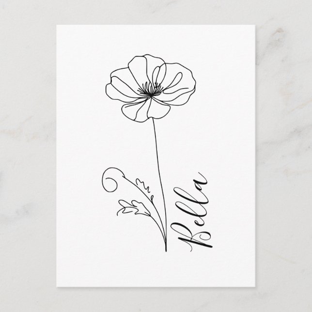 Custom August Poppy Birth Blume Geschenk zum Gebur Postkarte (Vorderseite)