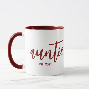 Custom Auntie Est. Modern Brush Script Typografie Tasse