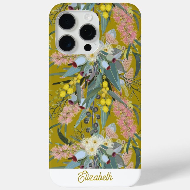 Custom Aussie Native Bush Blooms Mustard Yellow Case-Mate iPhone Hülle (Rückseite)