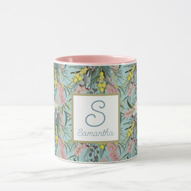 Custom Aussie Native Bush Blooms Summer Blue Tasse (Zentrum)