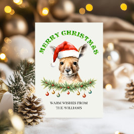 Custom Aussie Wildlife Roo Family Christmas Card Feiertagskarte