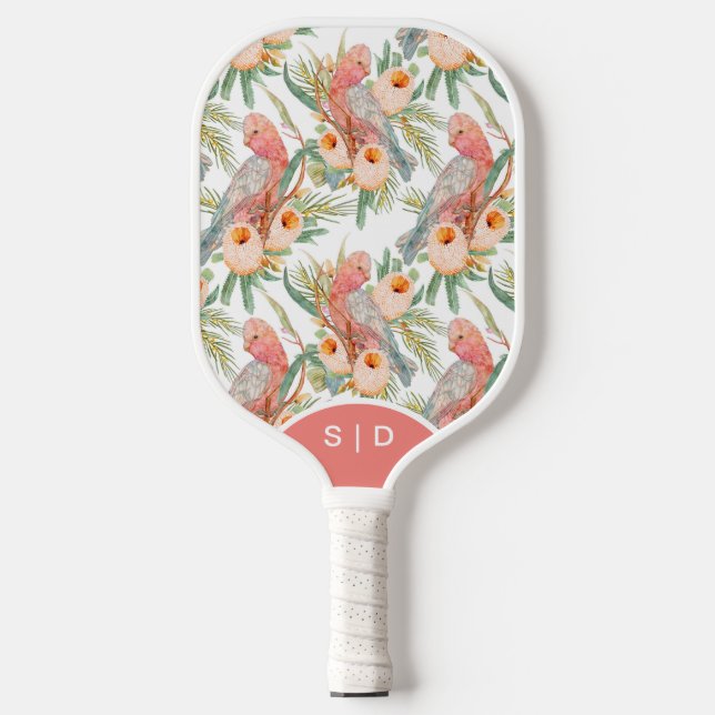 Custom Australian Galah Floal Pickleball Paddle (Vorderseite)