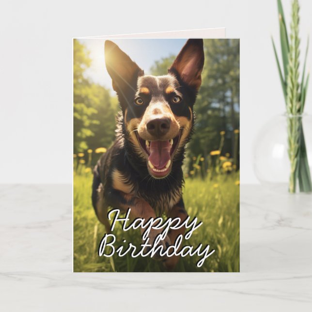Custom Australian Kelpie Happy Birthday Card Dankeskarte (Vorderseite)