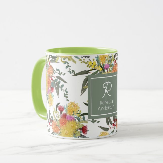 Custom Australian Summer Bush Blooms Tasse (Vorderseite Links)