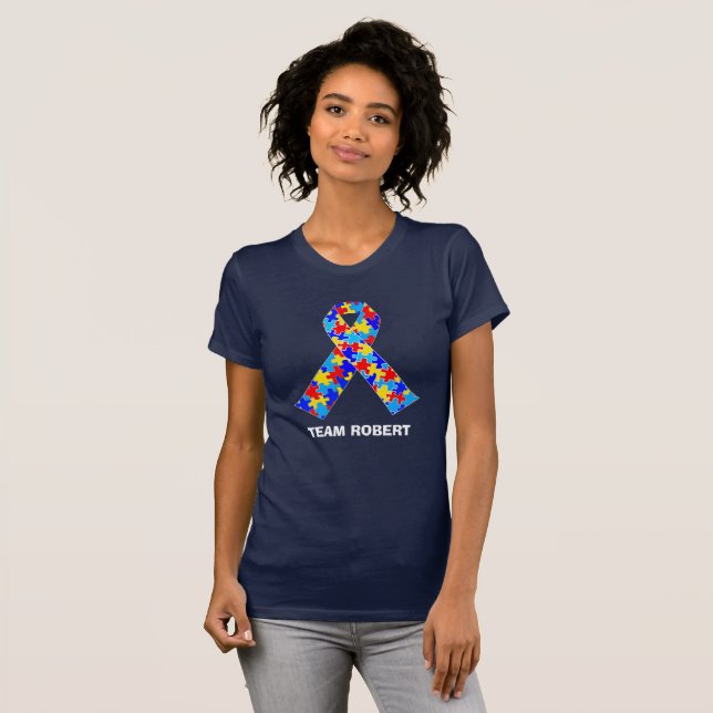 Custom Autism Awareness Ribbon Team Walk Women's T-Shirt (Vorne ganz)