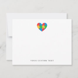 Custom Autism Puzzle Heart Note Card Mitteilungskarte
