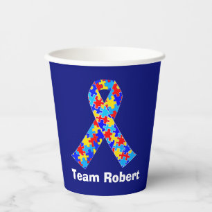 Custom Autismus Awareness Ribbon Blue Party Pappbecher