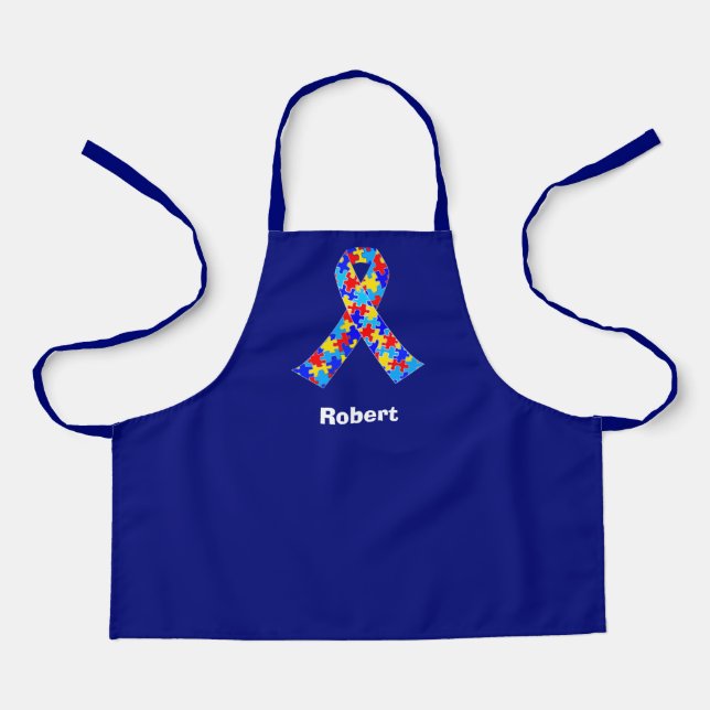 Custom Autismus Awareness Ribbon Blue Personalisie Schürze (Vorderseite)