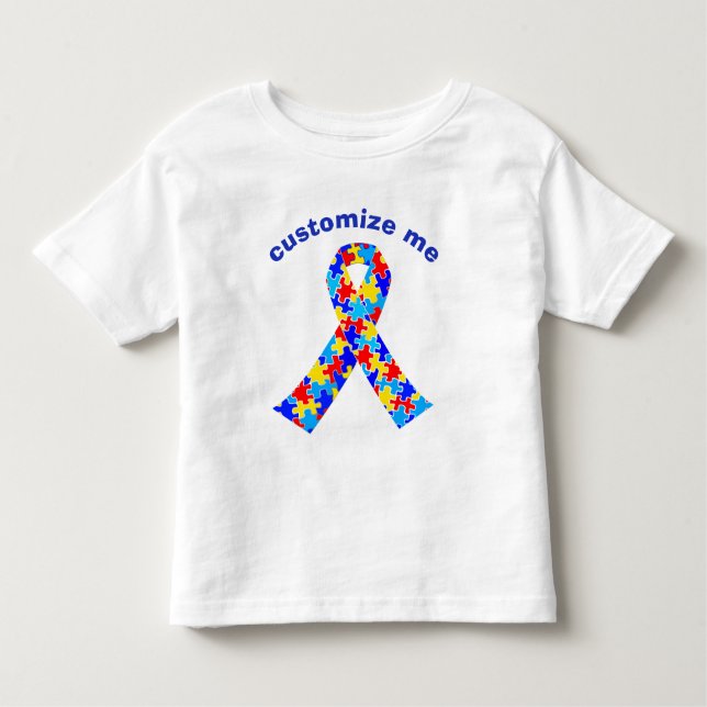 Custom Autismus Awareness Ribbon Puzzle Stück Kleinkind T-shirt (Vorderseite)