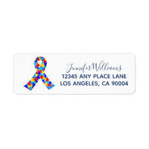 Custom Autismus Awareness Ribbon Rücksendeadresse