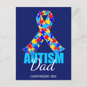 Custom Autismus Vater Blue Ribbon Postkarte