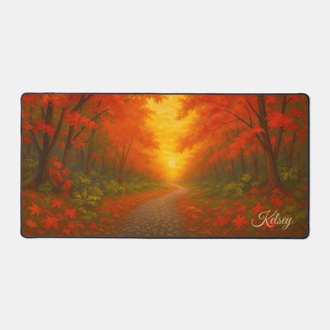 Custom Autumn Desk Mat | Back-to-School Dorm Decor Schreibtischunterlage (Vorderseite)