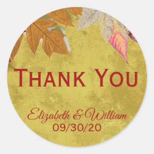 Custom Autumn Leaves Wedding Vielen Dank Runder Aufkleber