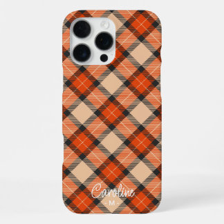 Custom Autumn Pumpkin Orange Brown Tartan Muster iPhone 16 Pro Max Hülle