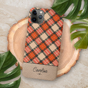 Custom Autumn Pumpkin Orange Brown Tartan Muster iPhone 11Pro Max Hülle