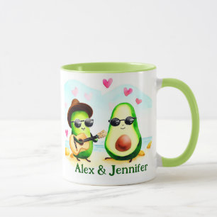 Custom Avocado Couple Names Personalisiert Tasse