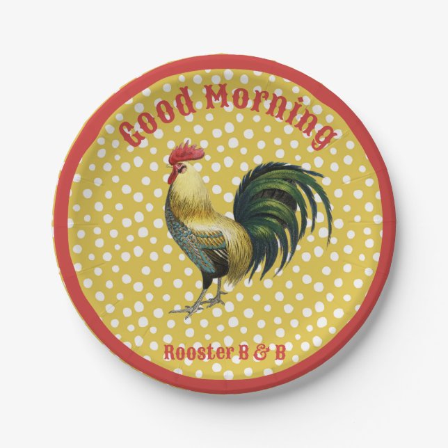 Custom B & B Country Rooster Bauernhof Pappteller (Vorderseite)