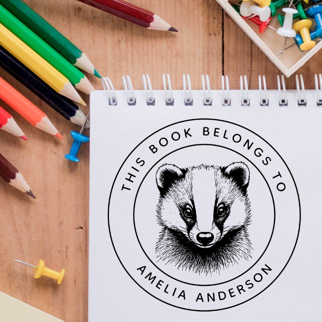 Custom Baby Badger Dieses Buch gehört zum Namen de Gummistempel (Von Creator hochgeladen)