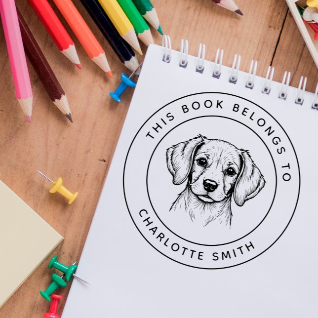 Custom Baby Beagle Dieses Buch gehört zum Namen de Gummistempel (Von Creator hochgeladen)