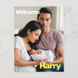 Custom Baby Birth Announcement - Minimal Postkarte