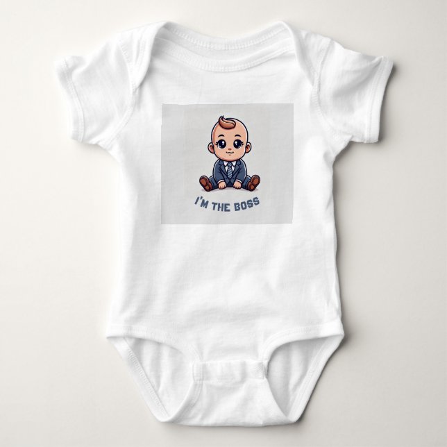 Custom Baby Bodysuit-"I'm the Boss" Foto & Text Strampler (Vorderseite)