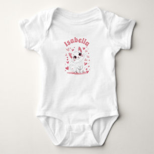 Custom Baby Bodysuit Niedlich Cat Cartoon Pink Hea Strampler