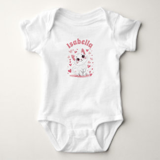 Custom Baby Bodysuit Niedlich Cat Cartoon Pink Hea Strampler