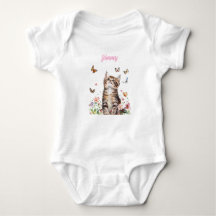 Custom Baby Bodysuit - Niedliches Kitten mit Blume