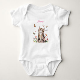 Custom Baby Bodysuit - Niedliches Kitten mit Blume Strampler