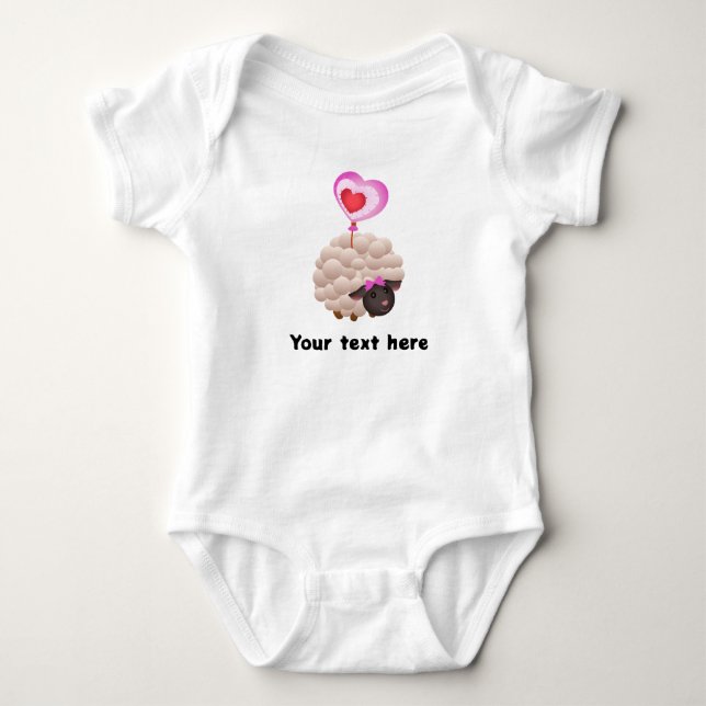 Custom Baby Bodysuit with Cute Sheep – Add Name Strampler (Vorderseite)