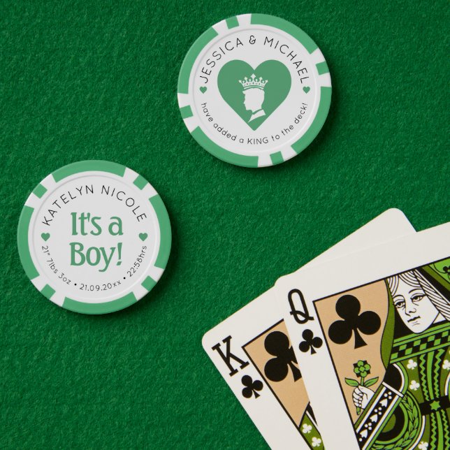 Custom Baby Boy Birth Ankündigung Personalisiert Pokerchips (Pokertisch (doppelt))